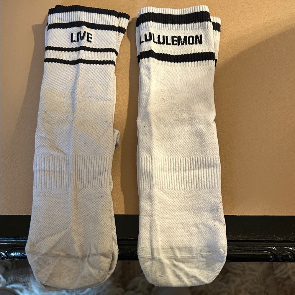 Lululemon Athletica White and Black Athletic Socks